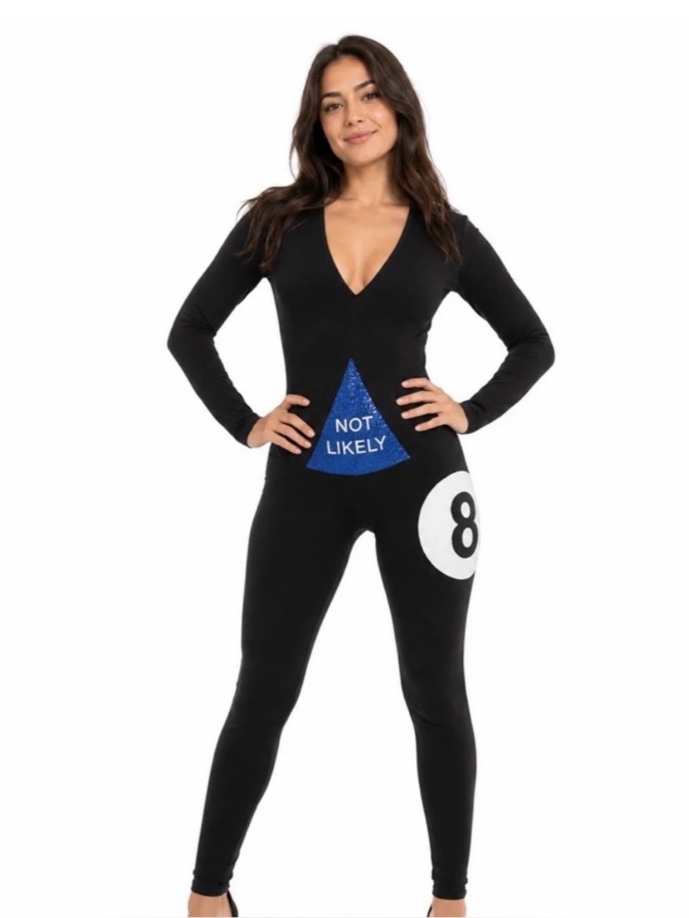 Tipsy Elves Magic 8 Ball Halloween Costume Jumpsuit XL Sequin Graphic